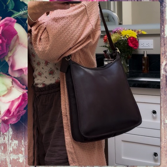 VINTAGE COACH ANDREA MAHOGANY SHOULDER / SLIM HOBO BAG 9073 - Picture 1 of 14